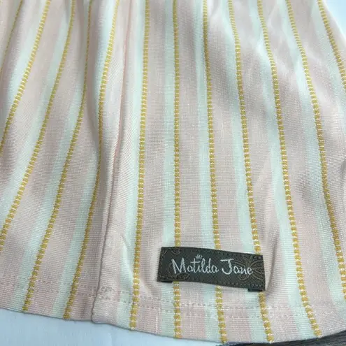 Matilda Jane Womens Sz Medium Peplum Top Dream Chasers True Friend pink/yellow