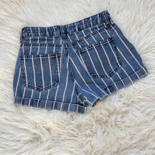 PacSun #48  High Waist Firework Stripe Denim Sewn Cuff Mom Short