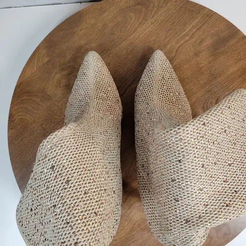 Cape Robbin Womens Boots 10M Gold Blush Rhinestones Mesh High Heel Pointed Toe