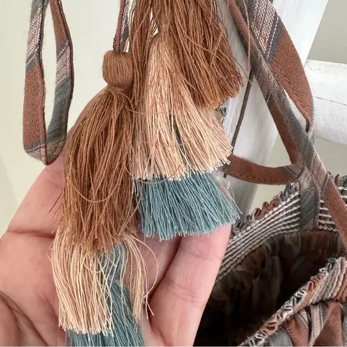 Anna Grace from Altar’d State Striped Brown and Green Cropped Tank Top SZ Small