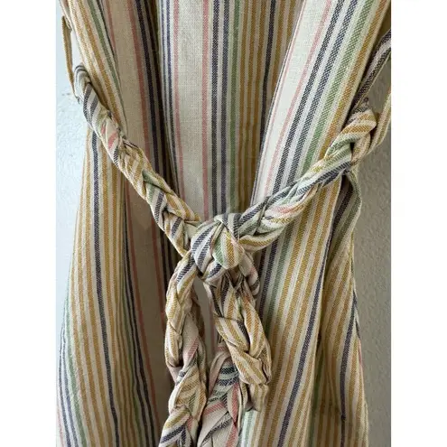 Marine layer NWT Laney Mini Dress Beachy Stripe Belted Ruffle Tencel Linen XS