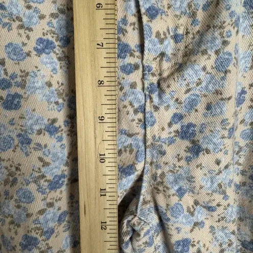 POL  everyday edge pants Blue Floral Corduroy Wide Leg Distressed Elastic Waist S