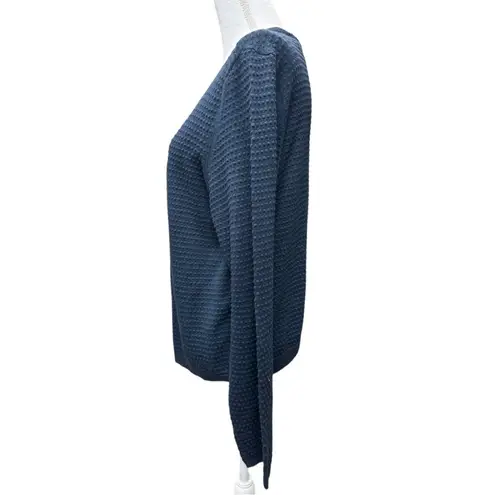 Draper James RSVP Navy Textured Cardigan Mother of Pearl Buttons Women's Size L