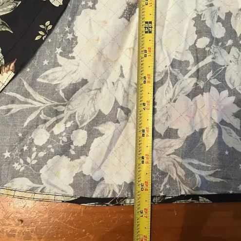 Farm Rio Women's Gray Diamond Stich Floral Split Bell Sleeve Kimono Jacket O/S