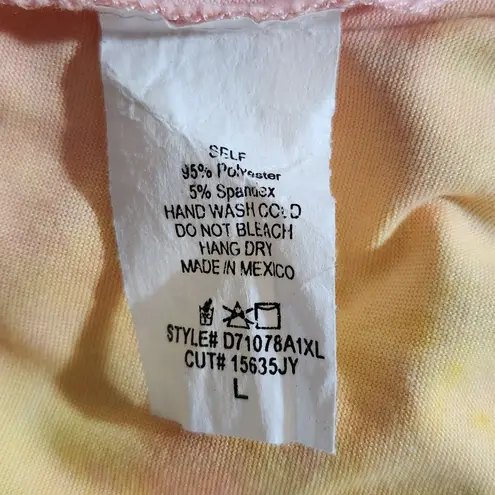 White Birch Boho Mini Dress Size Large Yellow and Pink Dyed Look Dress