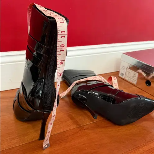 NWT Azalea Wang Chatty Buckle Detail Bootie In Black Black Patent Size 9