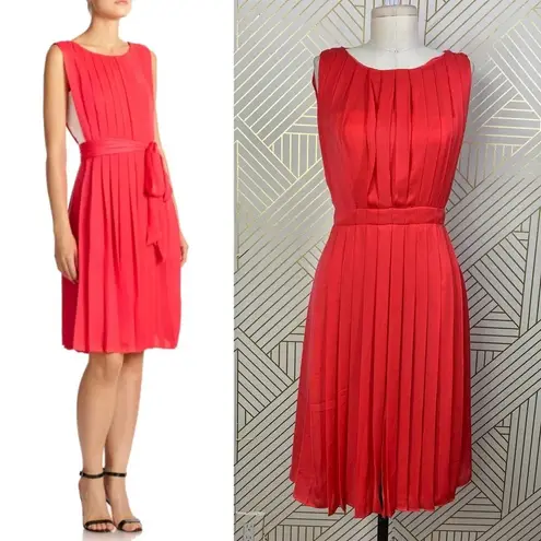 L'Agence L’AGENCE Pleated Sleeveless Dress Coral Red