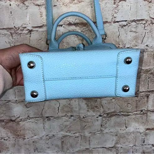 Brandon Blackwood Kuei Mini Zip Leather Tote Crossbody Bag Powder Blue