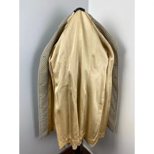 Vintage Lan Siang 70s Geometric Button Front Long Blazer Pea Coat MCM Medium Green