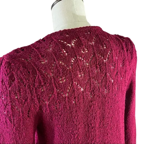 New Vintage Buffums pink knit cardigan sweater WOMEN’S LARGE fits small