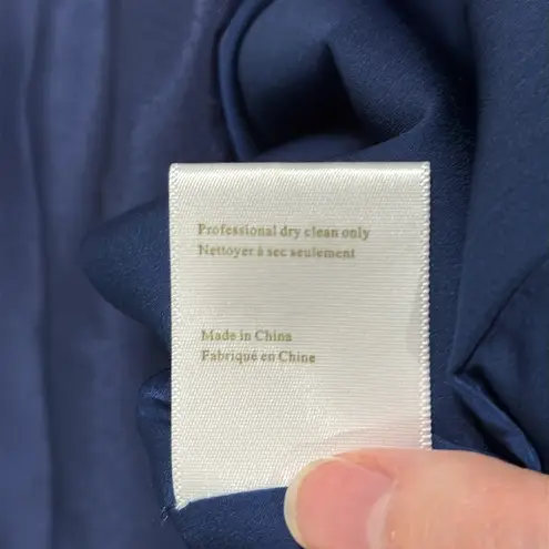 Marchesa Notte Navy/Gold Lace Embroidered Beaded Satin Sheath Evening Dress sz 8 Blue