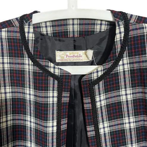 Pendleton Young 100% Virgin Wool Jacket Vintage Plaid Open Blazer