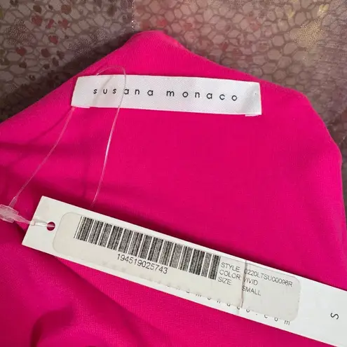 Susana Monaco  Vivid Neon Pink Strapless Blouson Shorts Romper Small NWT