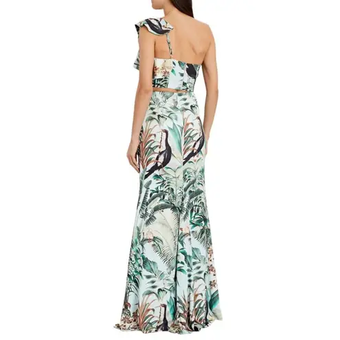 PatBo EDEN PRINT ONE SHOULDER MAXI DRESS SZ 2 Green