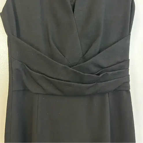 Akris Punto Black Sleeveless Split Neck Sheath Midi Dress Size 4