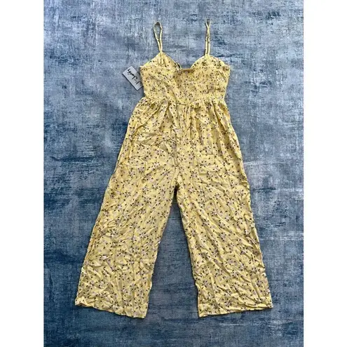 J for Justify Yellow Daisy Wide Leg Cropped Jumpsuit Junior's Medium