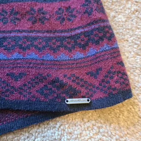 Eddie Bauer  Sweater Size Medium Fair Isle Snow Print Quarter Zip