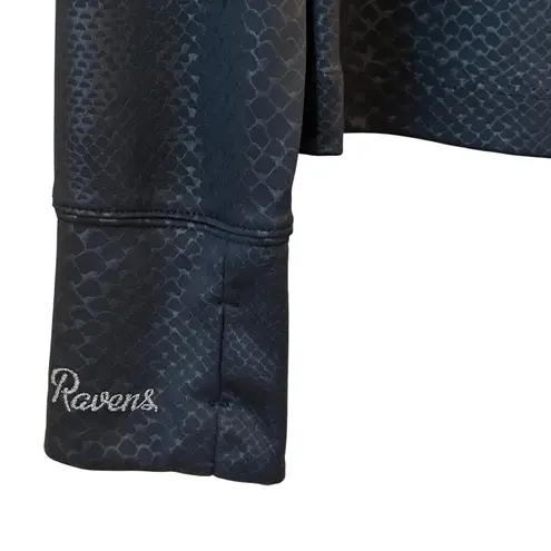 NFL Baltimore Ravens All Sport Couture Womens Black Snakeskin Quarter Zip Large