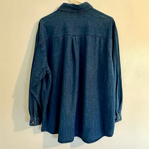Victoria Jones Vintage Christmas Denim Button Down Shirt Sz 2x Embroidered