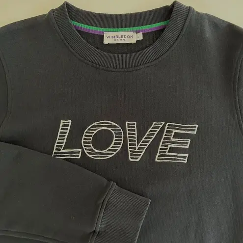Wimbledon Love Embroidered Sweatshirt in Midnight Size L Blue Size L