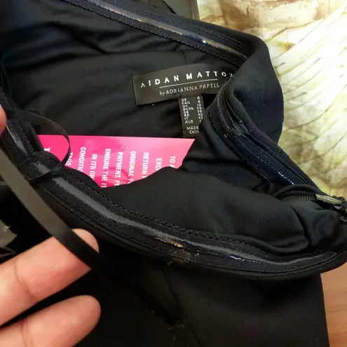 Aidan Mattox Gown Womens 6 Black One Shoulder Organza Sleeve Mermaid Evening NWT