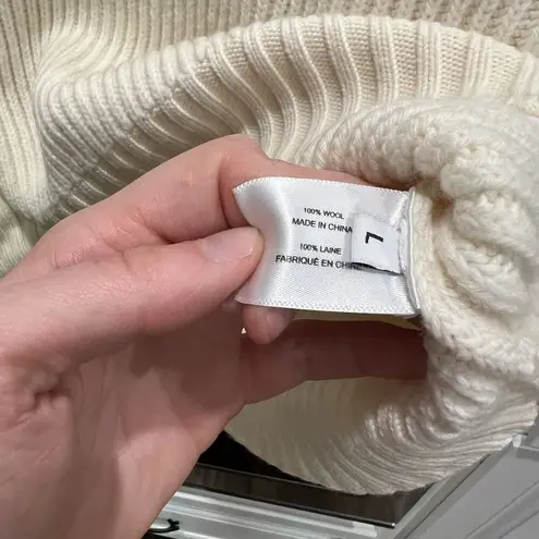 Proenza Schouler WHITE LABEL Cut-Out Wool Rib Ivory Sweater Size Large