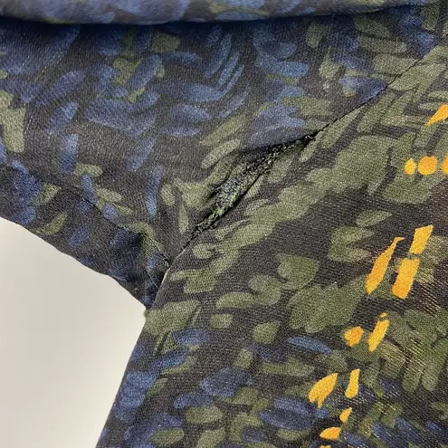 Jenni Kayne 100% silk plaid printed semi sheer blouse