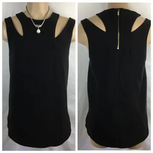 FRNCH Black Cutout Sleeveless Shell Top M