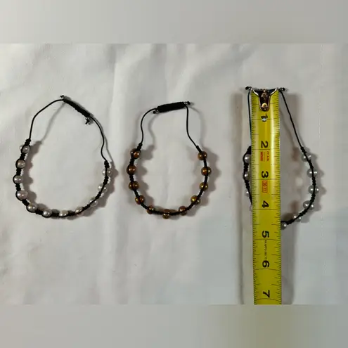Handmade Pearl bracelets 3 Adjustable Size String stackable different color pearls