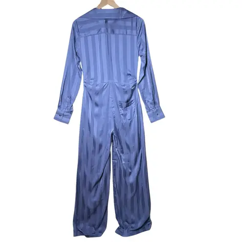 Choosy Lafayette Womens Blue Striped Jumpsuit Pockets Front Tie Comfort Size 2