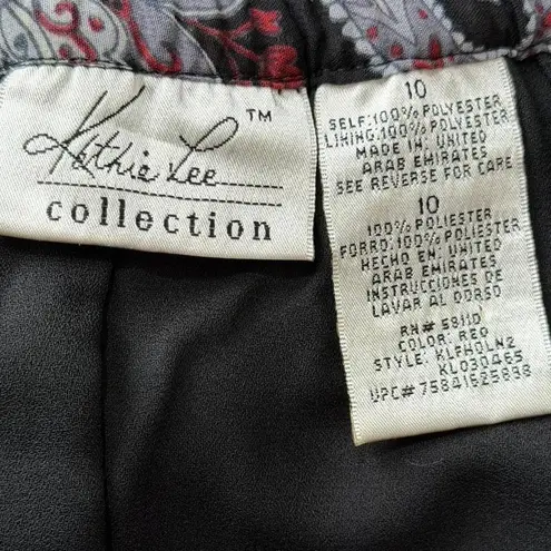 Vintage Boho Paisley Ruffle Midi Skirt Black Size 10