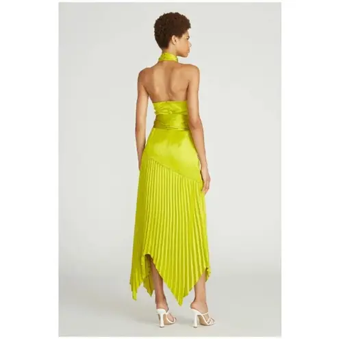 Amur Dixon Citrine Pleated Criss Cross Halter Satin Dress NEW $598