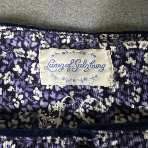 Lanz of Salzburg Women Blue Floral Button Front Midi Dress Prairie Cottagecore Purple Size XL