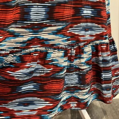 Cynthia Vincent 100% silk light maxi red blue white adjustable maxi dress S