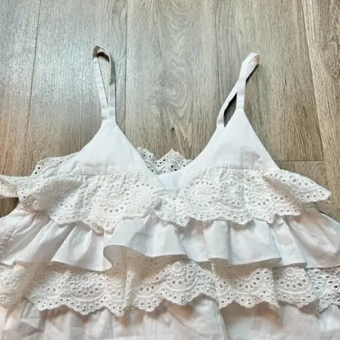 Caroline Constas Layne Dress Tiered White Ruffle Crochet Size S NWOT