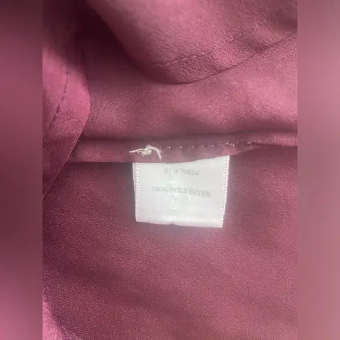 Bobi Top Womens Medium Split V-Neck Long Sleeve Plum Purple Blouse