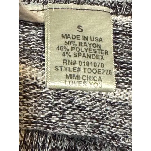 Mimi Chica Knit Tank Top Blouse Gray Purple White Striped Size Small