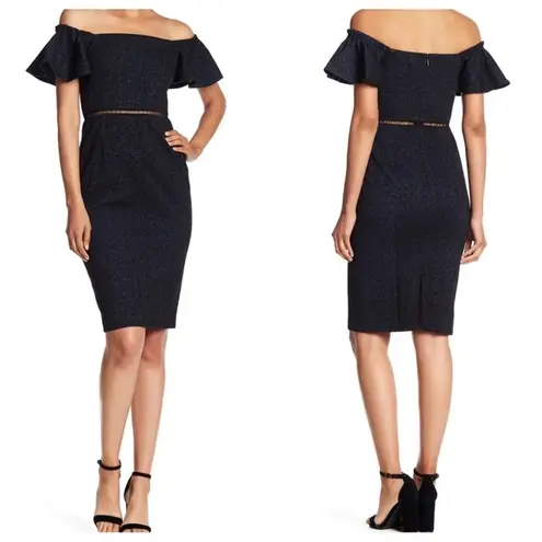 Rebecca Taylor Off Shoulder Rose Print Jacquard Dress