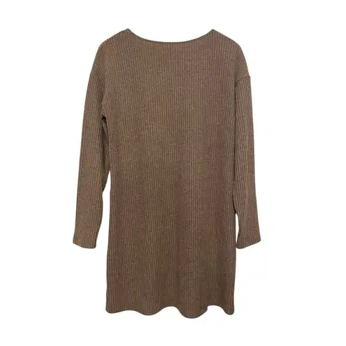Gentle Fawn Ribbed Knit Sheath Dress Size Large Taupe Brown Mini Cottage Stretch
