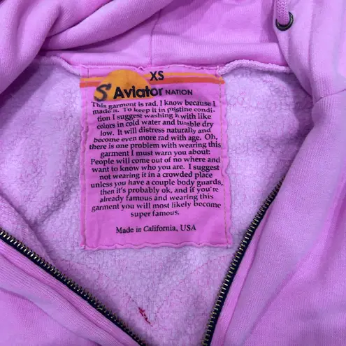Aviator Nation Rare Neon Pink Heart Stitch Set Hoodie Zip up And Sweatpants XS