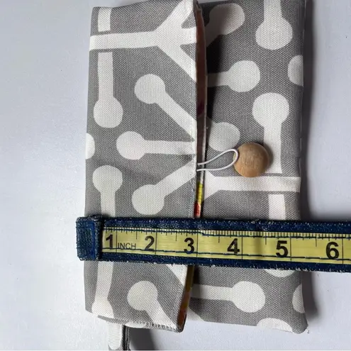 Little Orange Scooter Fabric Pouch Wallet Coin Purse Clutch Wristlet Grey White