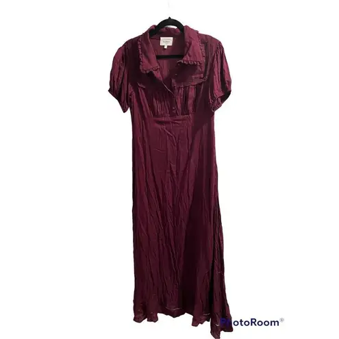 Bohme ✨Maroon Polka Dot Collared Maxi Dress✨