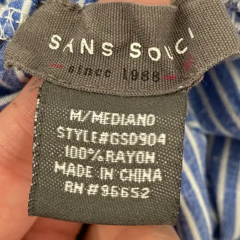 Sans Souci Coastal Striped Off Shoulder Dress Size Medium Nautical Beachy