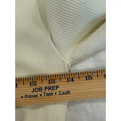 OQQ Long Sleeve Half Zip Mock Neck Ribbed Bodysuit Yellow Women's Size Large