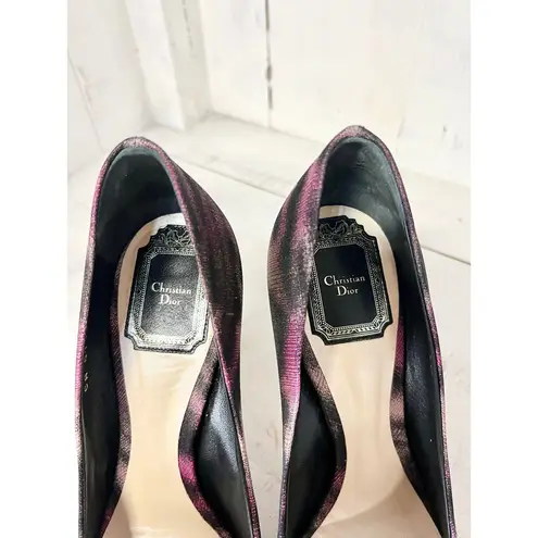 Christian Dior Dior Slip On Round Toe Stilettos Heel Pumps Shoes Purple/Black Women Size 38 / 8