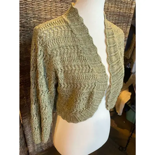 Armand & Alba Sage Green Crochet Open Cardigan(Bolero) Sweater Size Large