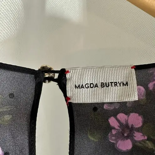 Magda Butrym Dark Floral Printed Silk Pesaro Mini Dress Size US 6 UK 10 FR 38