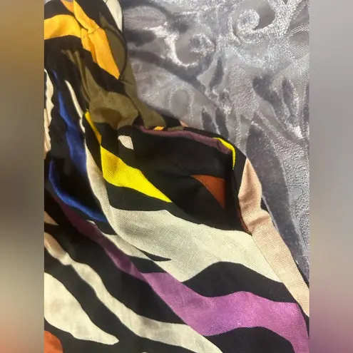 Funky Zebra Multicolor Linen Blend Skirt XS Black