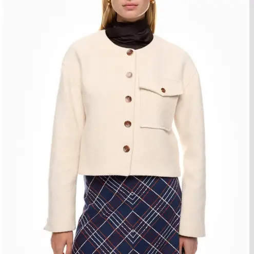 Tanya Taylor Winter White Tweed Blazer XS Boxy Boucle Professional Designer $565