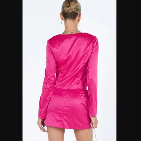 Princess Polly Graza Pink Satin Long Sleeve Top + Mini Skirt Set 10